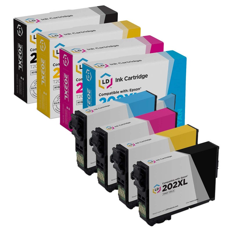 LD Products 202XL Remanufactured Replacements for Epson 202 Ink cartridges High Yield for use in Expression XP-5100, Workforce WF-2860 (Black, Cyan, Magenta, Yellow, 4-Pack) - Image 1